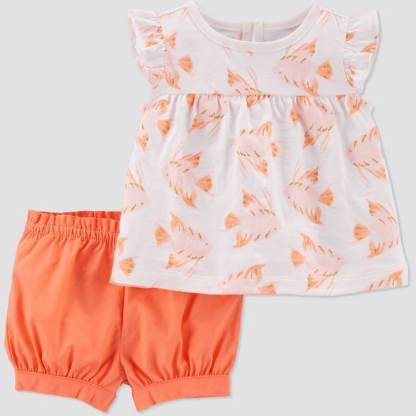 Baby Girls' Angel Fish Top & Bottom Set - Just One You® made by carter's White/Pink/Coral | Target
