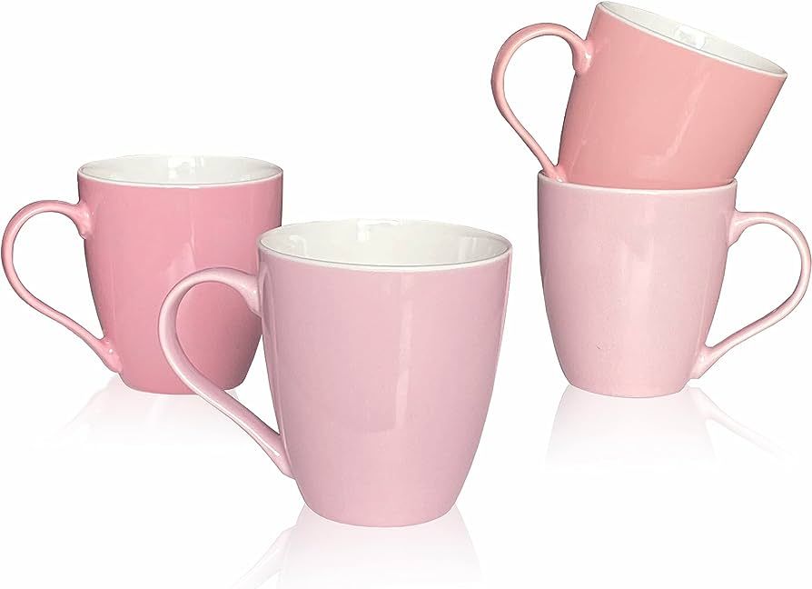MIWARE 18 Ounce Porcelain Mugs, Set of 4, Coffee, Tea and Cocoa Mug Set, Different Shades of Pink | Amazon (US)