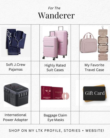 Great gift ideas for the travel bug including suitcases, my favorite toiletry bag, and pajamas. 

#LTKtravel #LTKGiftGuide #LTKfindsunder50