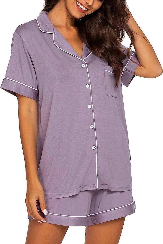 TIKTIK Pajamas Set Short Sleeve Sleepwear Womens Button Down Nightwear Soft Pj Lounge Sets S-4XL | Amazon (US)