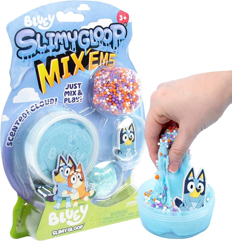 Official Bluey SLIMYGLOOP Mix'Ems, Pre-Made Cloud Slime, Bubblegum Scent, Fun Slime Add Ins Inclu... | Amazon (US)
