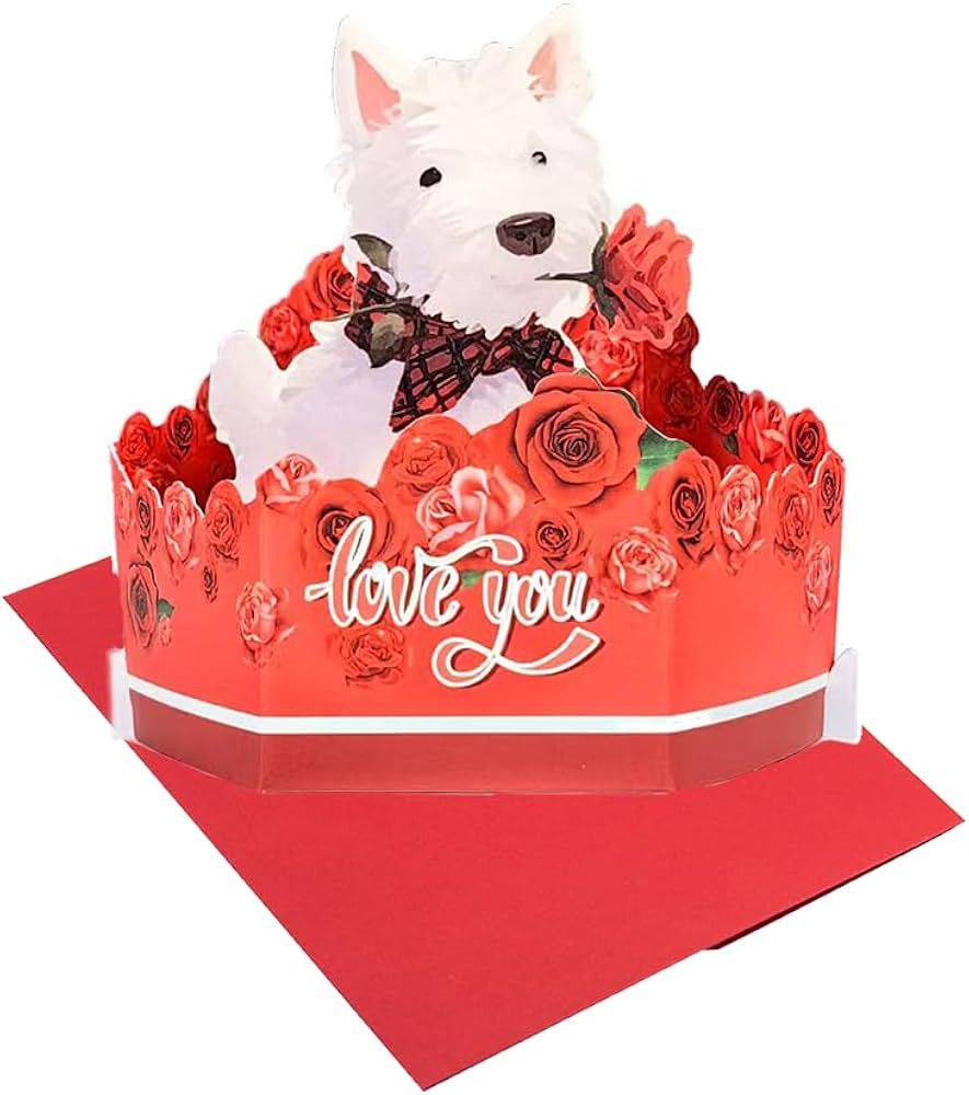 3D Pop-Up Cute Card with West Highland Terrier Dog Holding Rose & Envelope – Gift for Dog Mom,D... | Amazon (US)