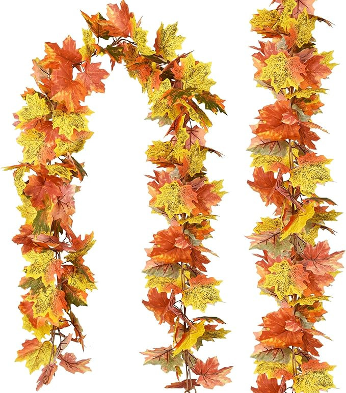 DearHouse 2 Pack Fall Garland Maple Leaf, 5.9Ft/Piece Hanging Vine Garland Artificial Autumn Foli... | Amazon (US)