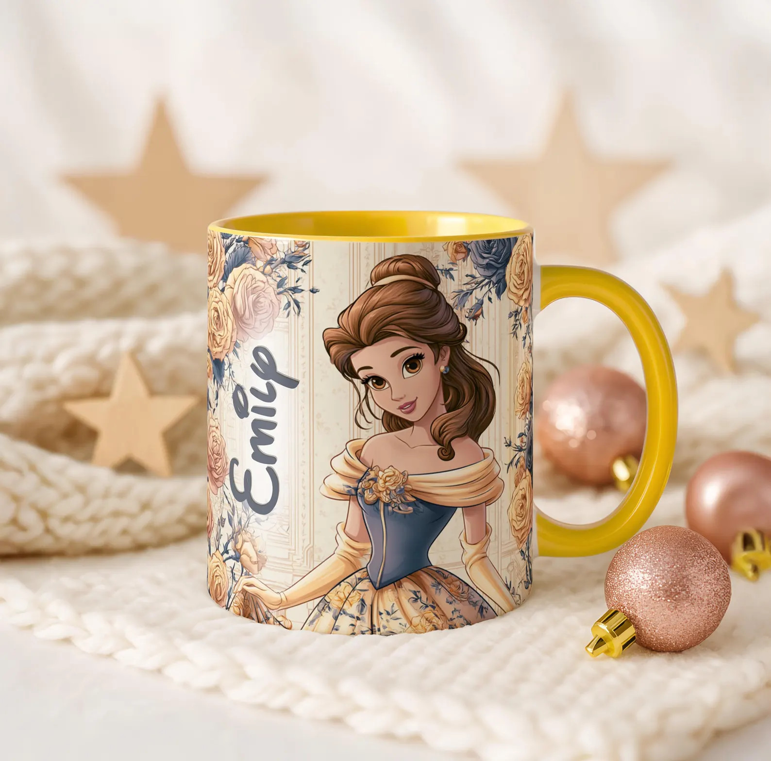 Personalized Belle Mug | Vintage Rose 11oz Accent Coffee Mug | Custom Name Disney Princess Gift | Etsy (Global)