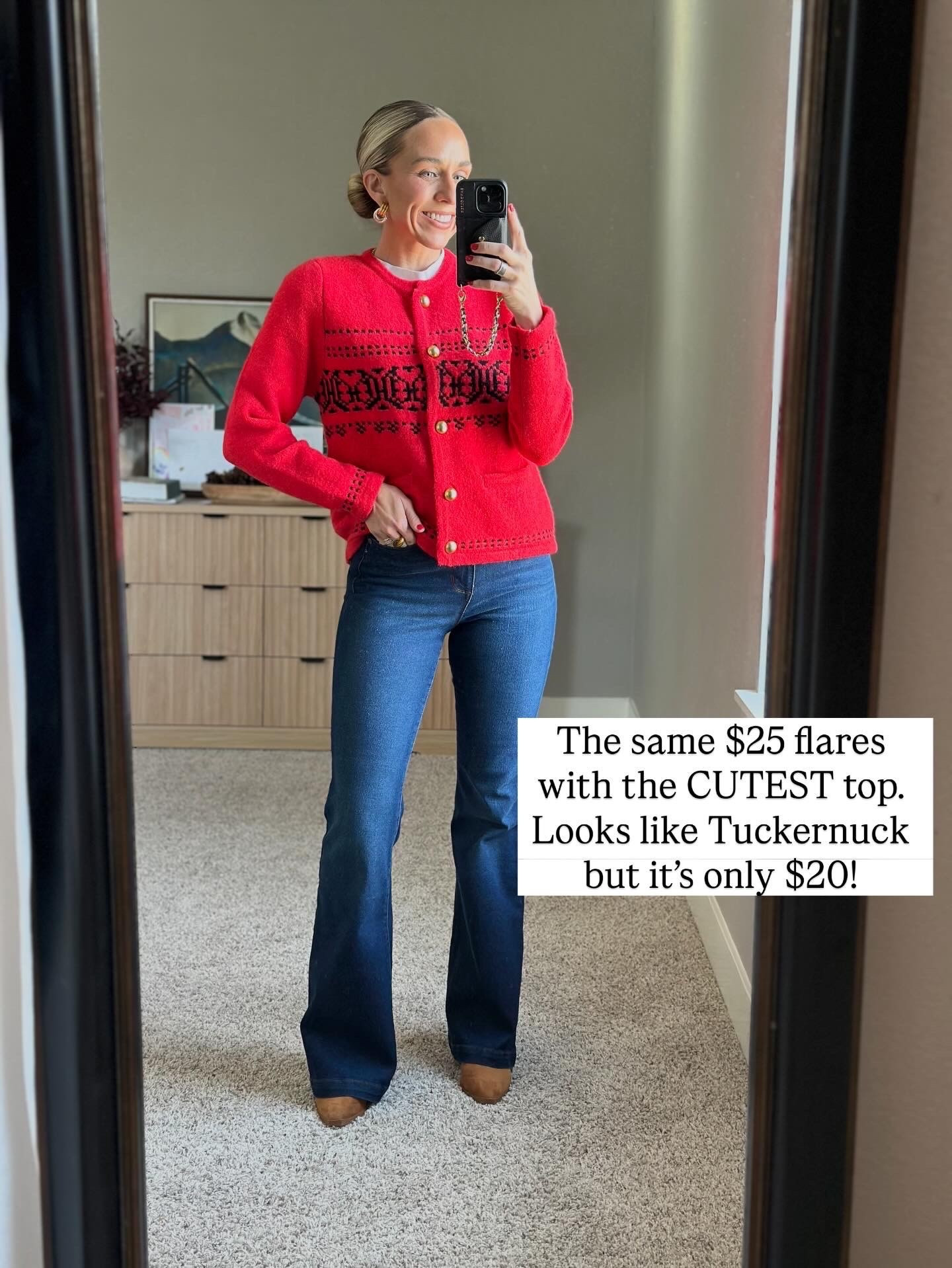The same $25 flares with the CUTEST top. Looks like Tuckernuck but it’s only $20! 

#LTKHoliday #LTKootd #LTKgrwm