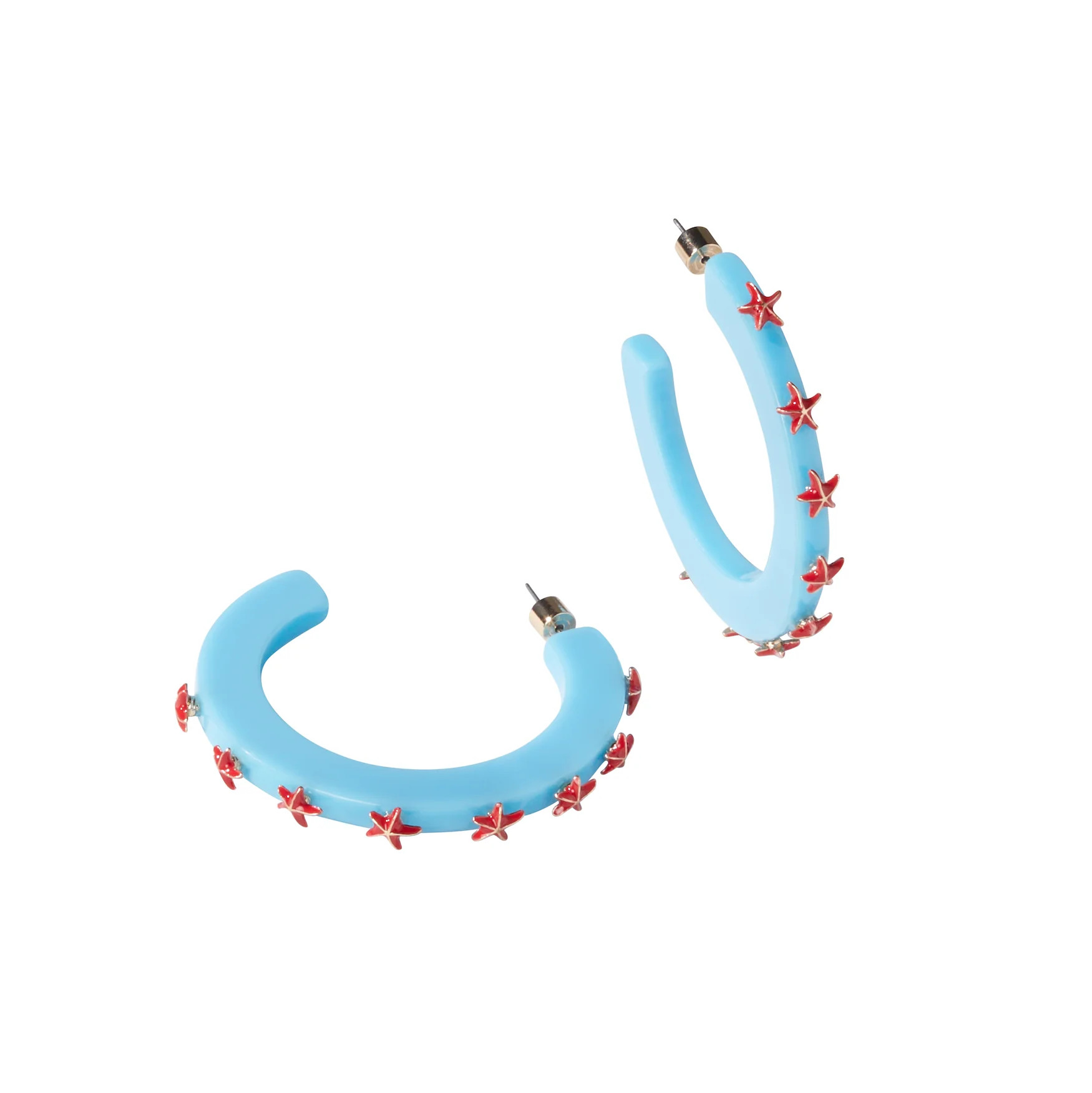 Starfish Jewel Hoop - Blue/Dark Coral | Smith and Co. Jewel Design