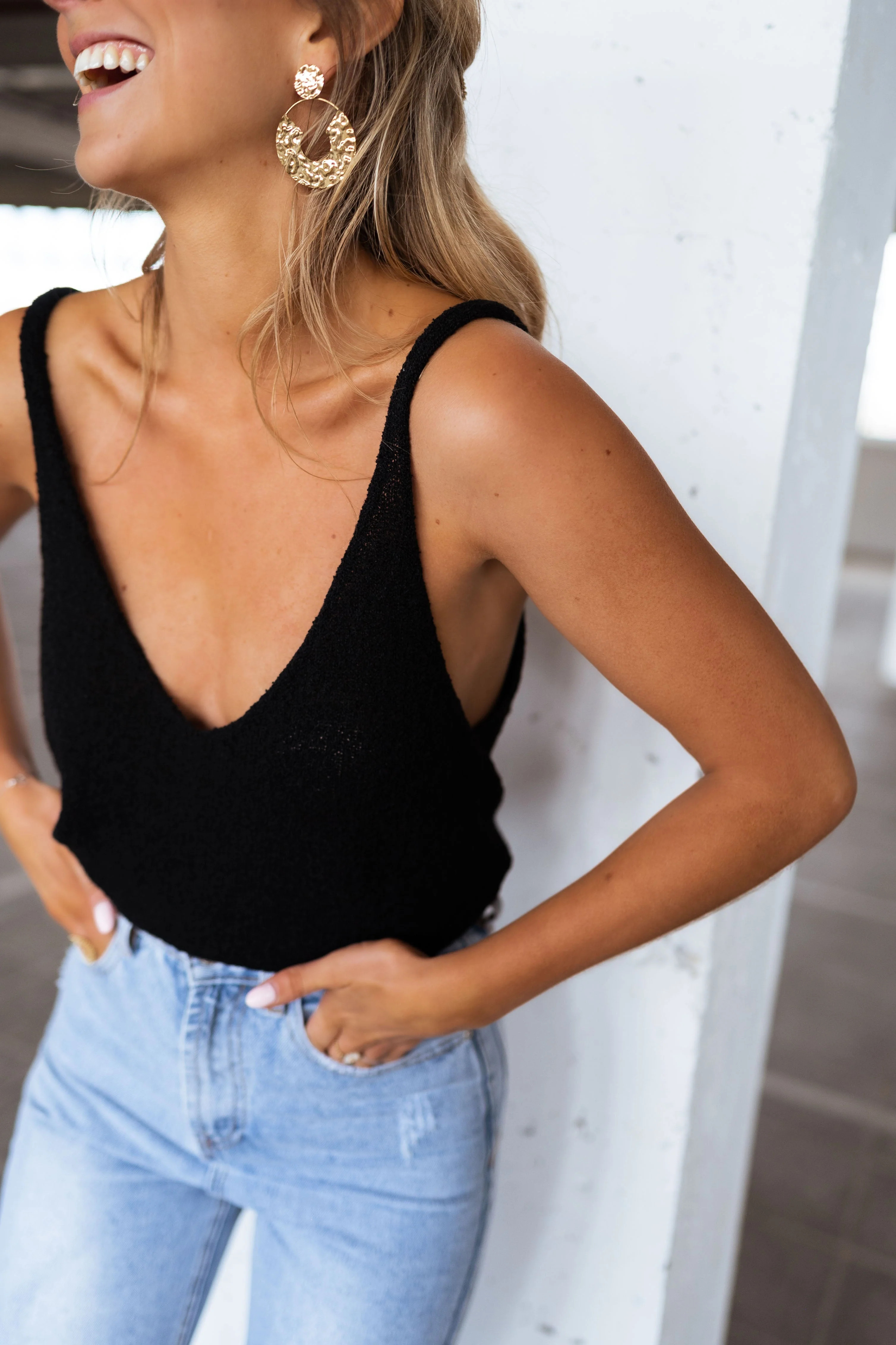 Black Neda Wool Effect Top | Easy Clothes