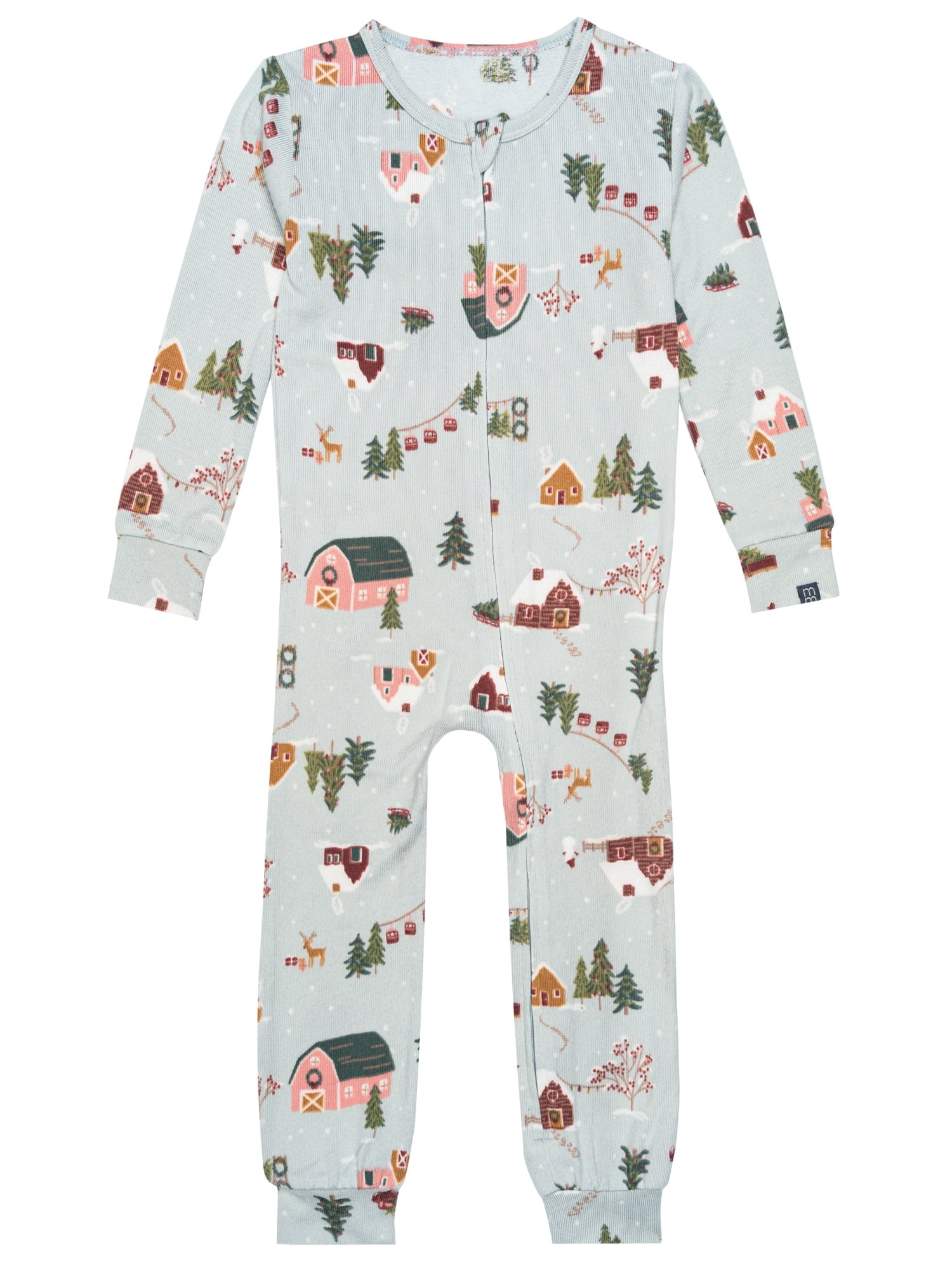 Modern Moments by Gerber Neutral Super Soft Hacci One-Piece Christmas Pajamas, 0/3 Months - 6/9 M... | Walmart (US)