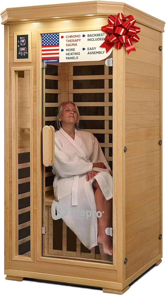 LifePro 1 Person Far Infrared Sauna for Home - Home Sauna, Tempered Glass Door, Oxygen Ionizer, &... | Amazon (US)