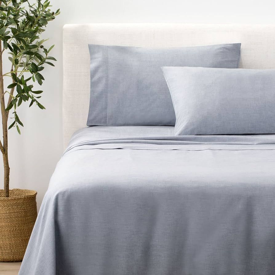 Nate Home by Nate Berkus 4-Piece Cotton Chambray Sheet Set | Crisp, Cool, Breathable Bedding from... | Amazon (US)