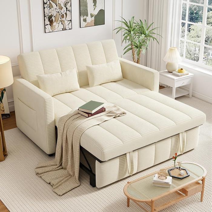 Sleeper Sofa Bed,3-in-1 Convertible Pull Out Couch with Adjustable Backrest for Living Room,Loves... | Amazon (US)