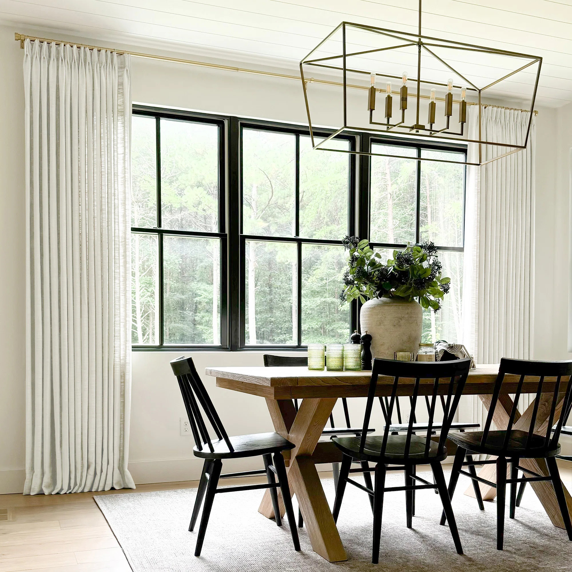 TWOPAGES Lined Curtain Faux Linen Pinch Pleat Curtain | Wayfair North America