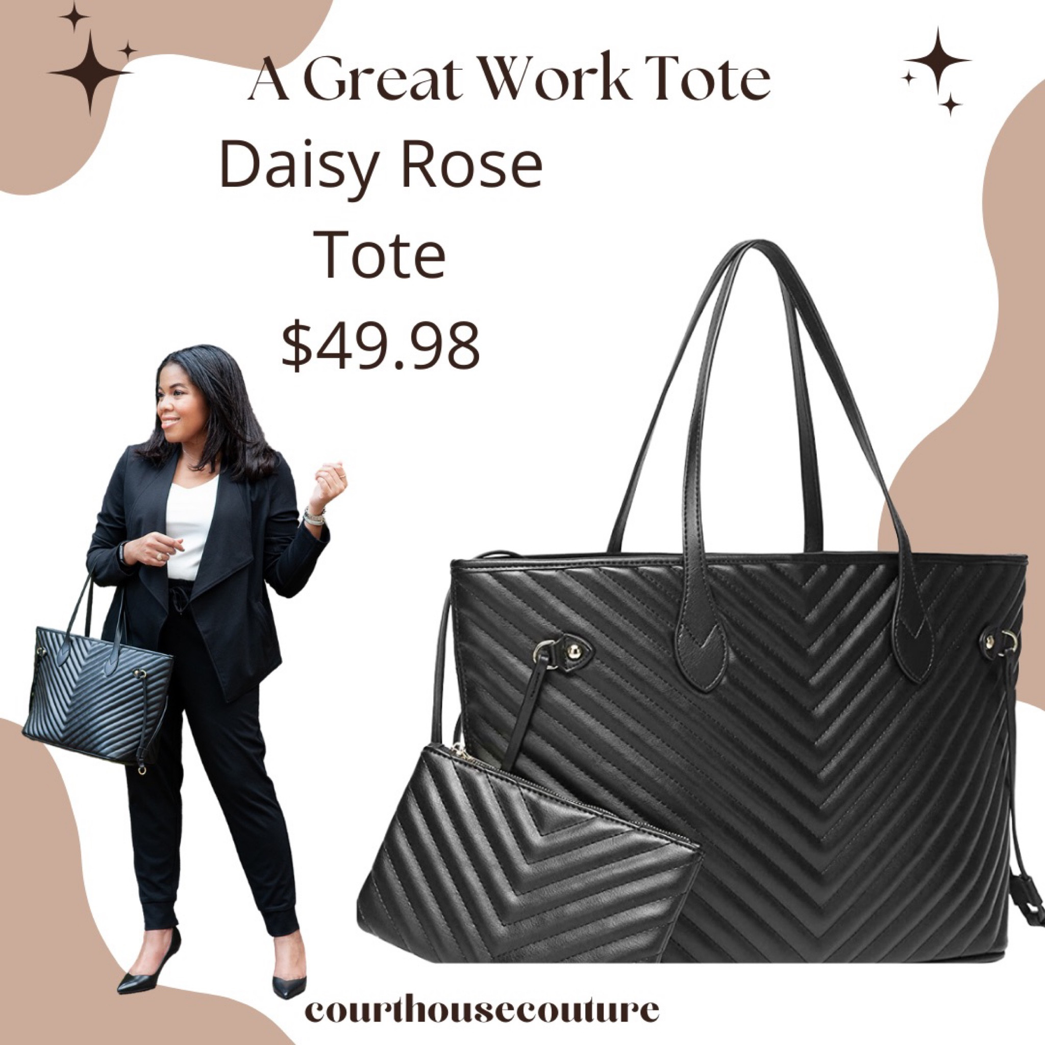  Daisy Rose Quilted Tote Shoulder Travel Bag & Matching
