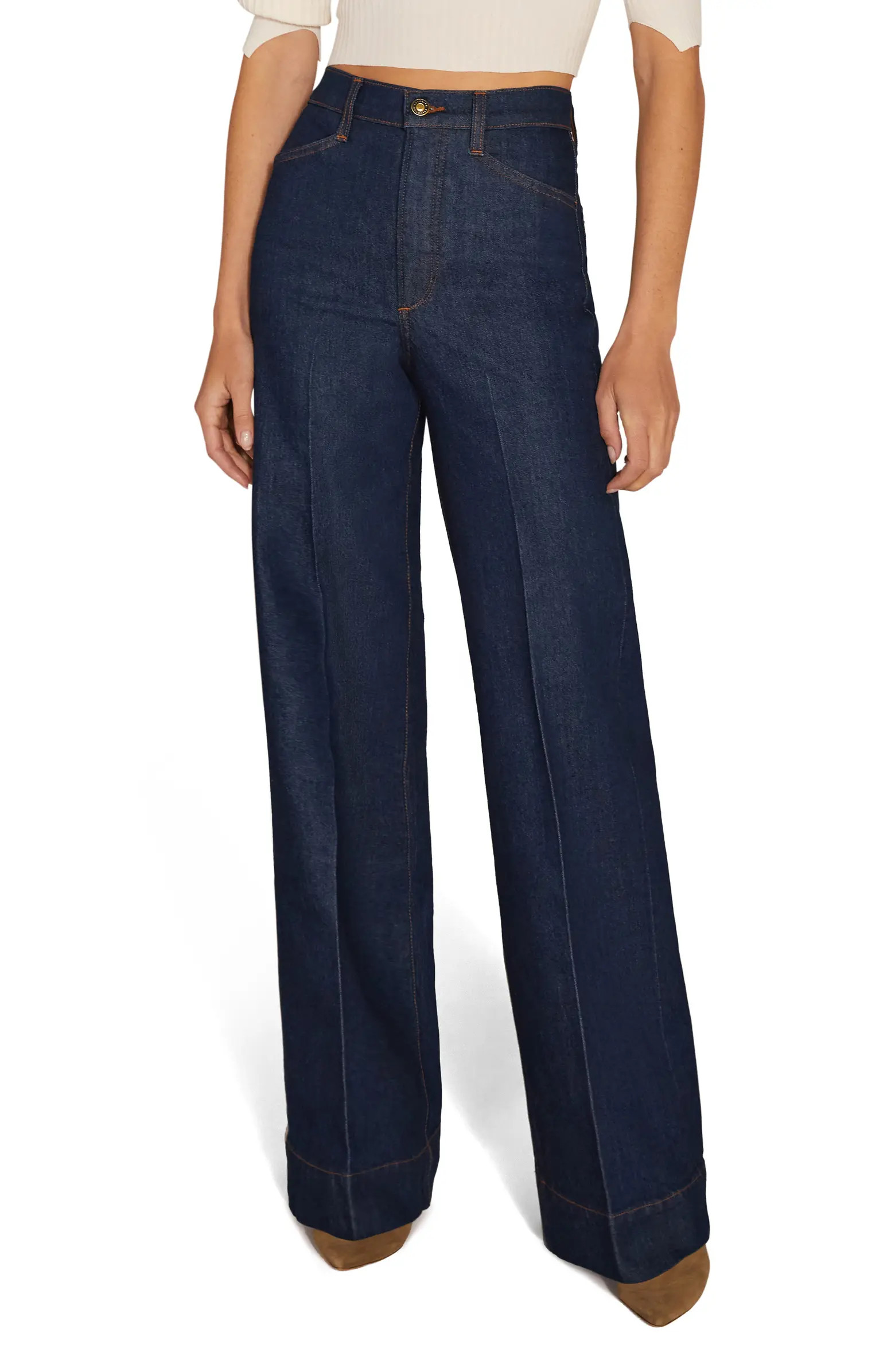 Favorite Daughter The Mischa Shortie Super High Waist Wide Leg Jeans | Nordstrom | Nordstrom