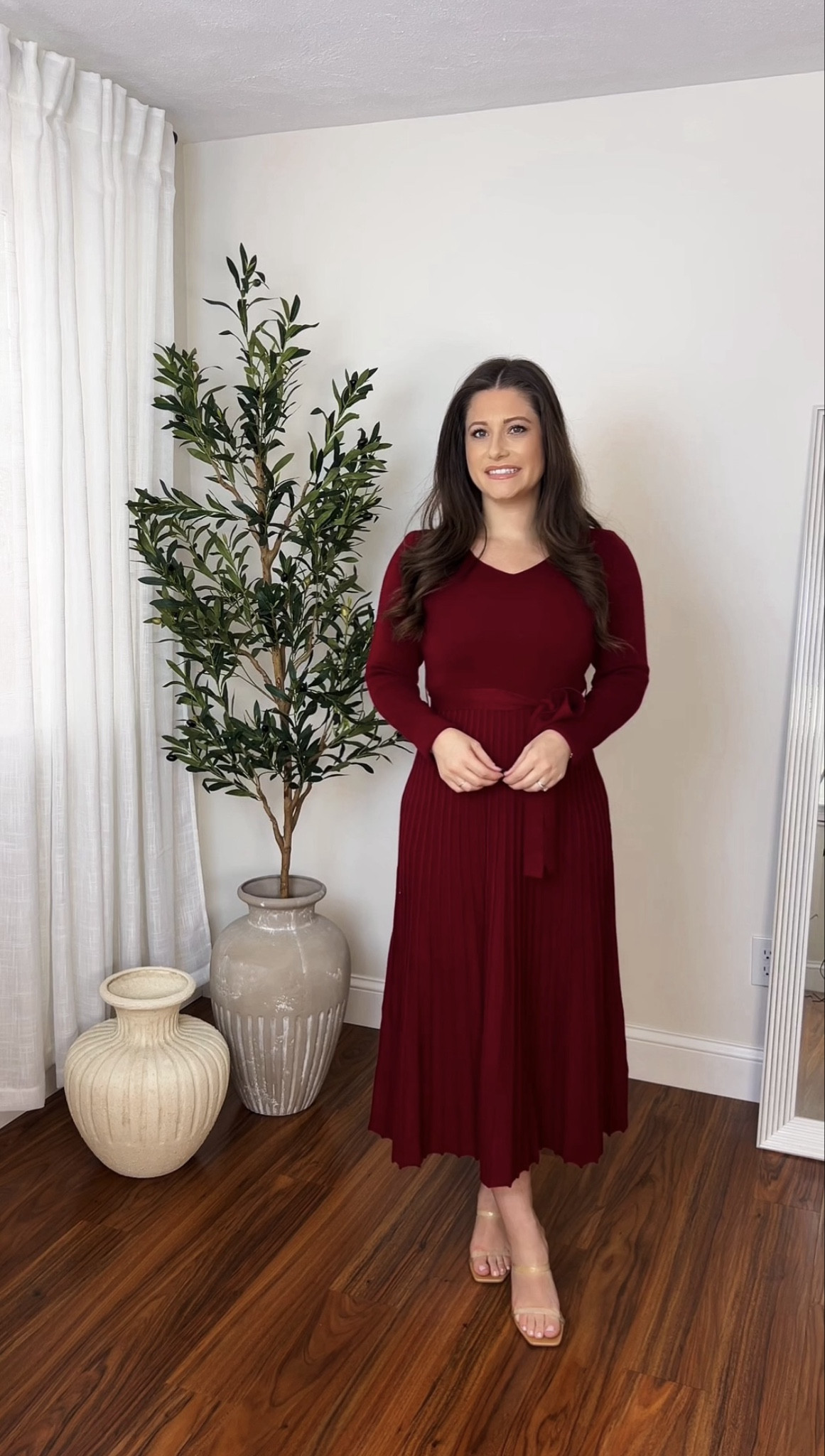 Christmas Dinner Dress ✨ Wool Blend Pleated Dress from Amazon. I’m 5’1 wearing a Small 

#LTKootd #LTKHoliday #LTKFindsUnder100