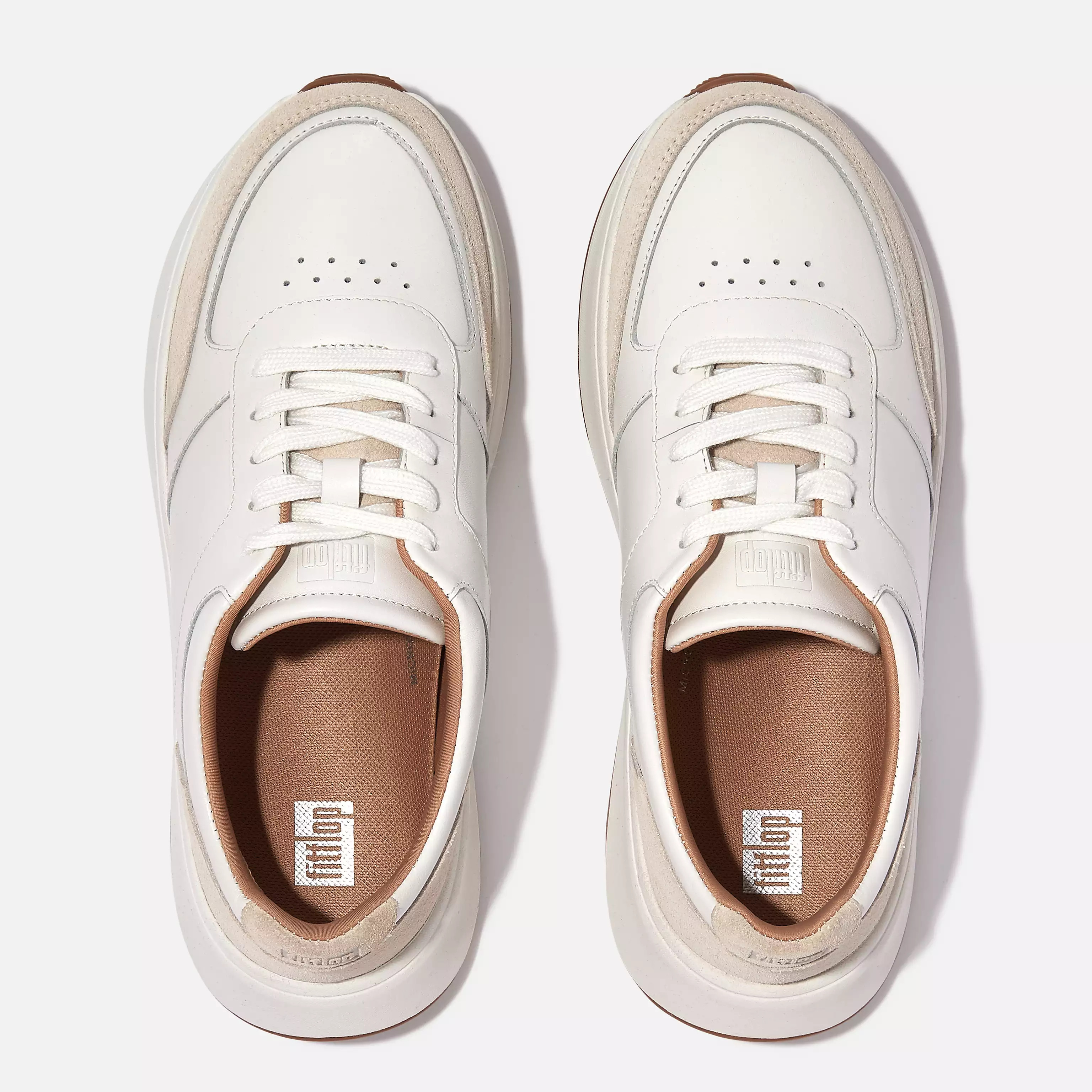 F-MODE Leather/Suede Flatform Trainers | FitFlop (UK)