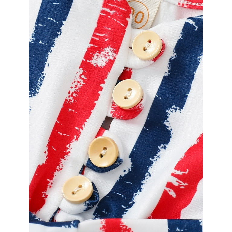 Awoscut 4th of July Baby Girl Outfits Toddler Girl Jumpsuit Summer Red White and Blue Baby Girl R... | Walmart (US)