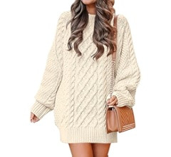 ANRABESS Womens Sweater Dress Oversized Cable Knit Chunky Long Sleeve Short Dresses 2025 Fall Out... | Amazon (US)