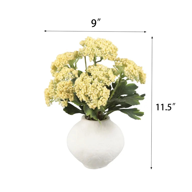Better Homes & Gardens Faux Yellow Sedum Floral Arrangement in Ceramic Vase | Walmart (US)