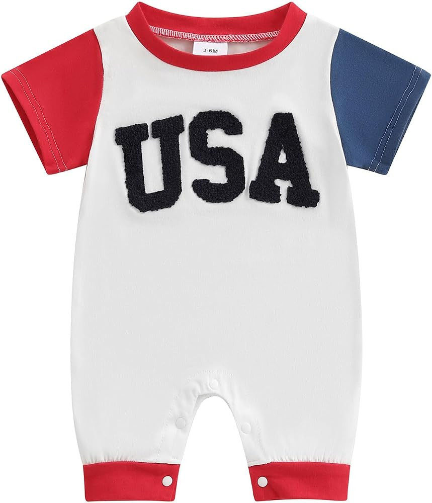 Newborn Baby Boy 4th of July Outfit American flag USA Romper Jumpsuit Infant Boy Fourth of July S... | Amazon (US)