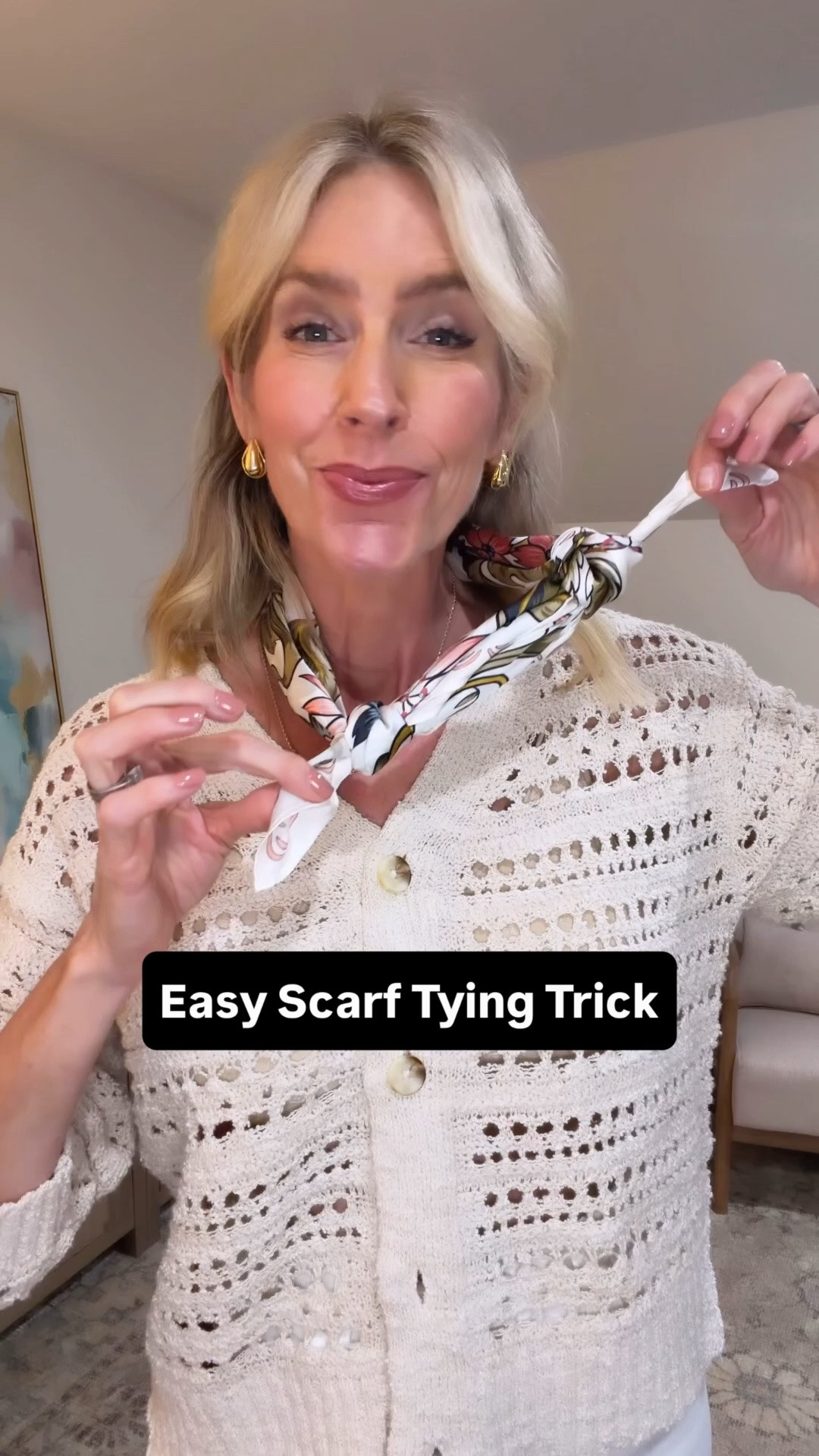 This scarf tying trick is the easiest way to elevate an outfit… and it only takes 15 seconds!

Here’s how to tie a scarf 🧣 

1. Fold the scarf into a triangle shape and bring it behind the neck so both ends of the scarf are even.
2. Tie a loose knot midway through each end.
3. Feed the opposite end through the knot on both sides.
4. Tighten and voila! The perfect scarf tie to finish off your outfit!

#LTKootd #LTKgrwm #LTKOver40