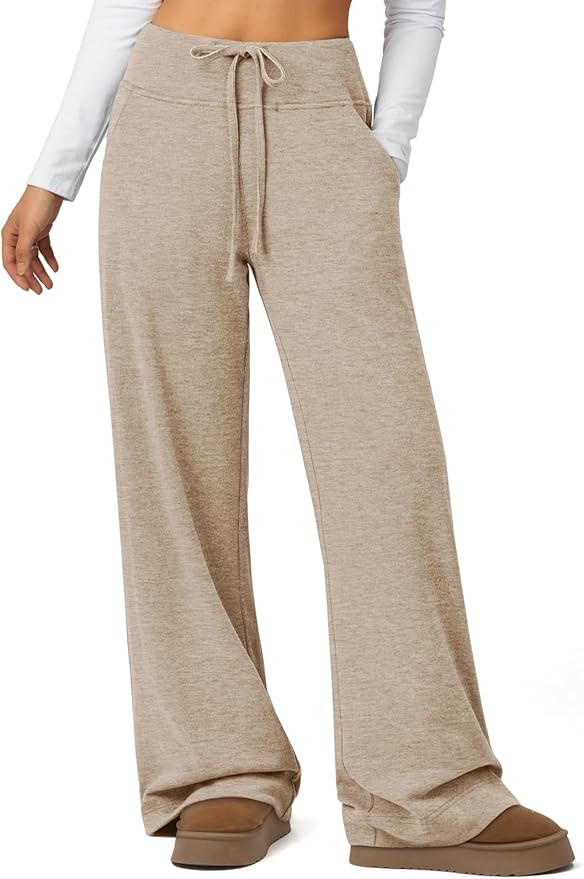 ATHMILE Sweatpants Women Fall Outfits Wide Leg Baggy Pants High-Waisted Drawstring Sweat Pants Fa... | Amazon (US)