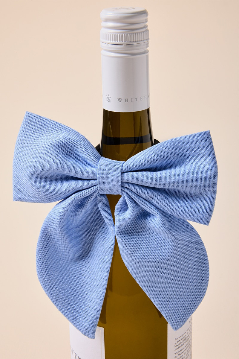 Beau Bottles Blue Linen Bottle Bow | Francesca's