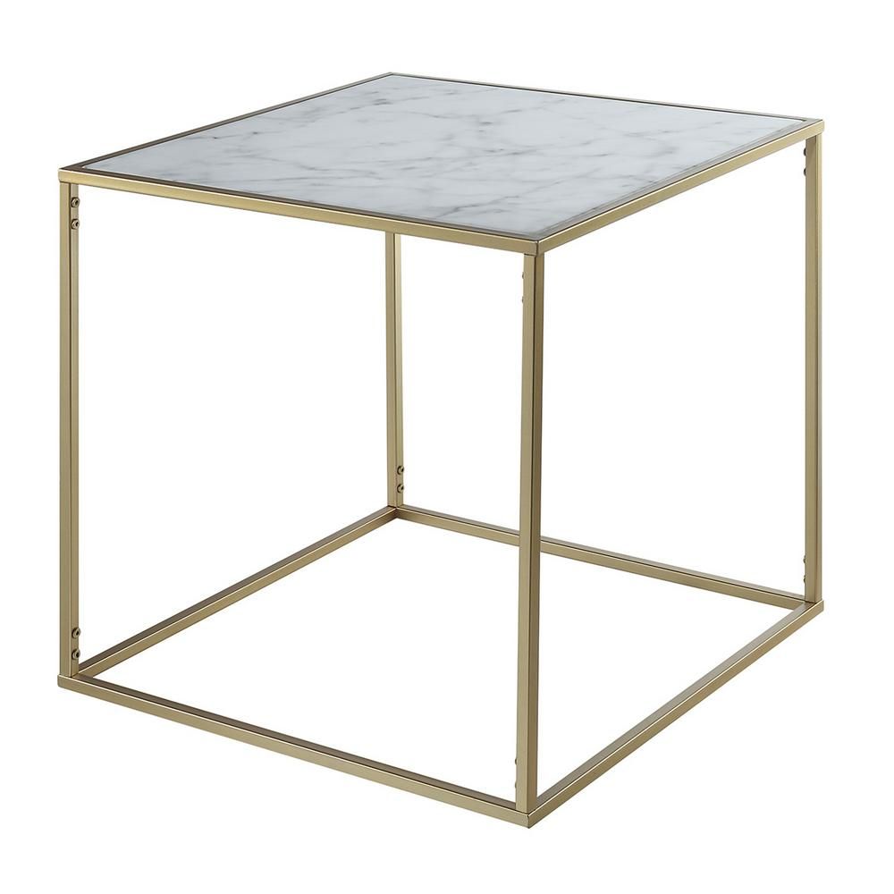 Convenience Concepts Gold Coast Gold and Faux Marble End Table, Gold/Faux Marble | The Home Depot