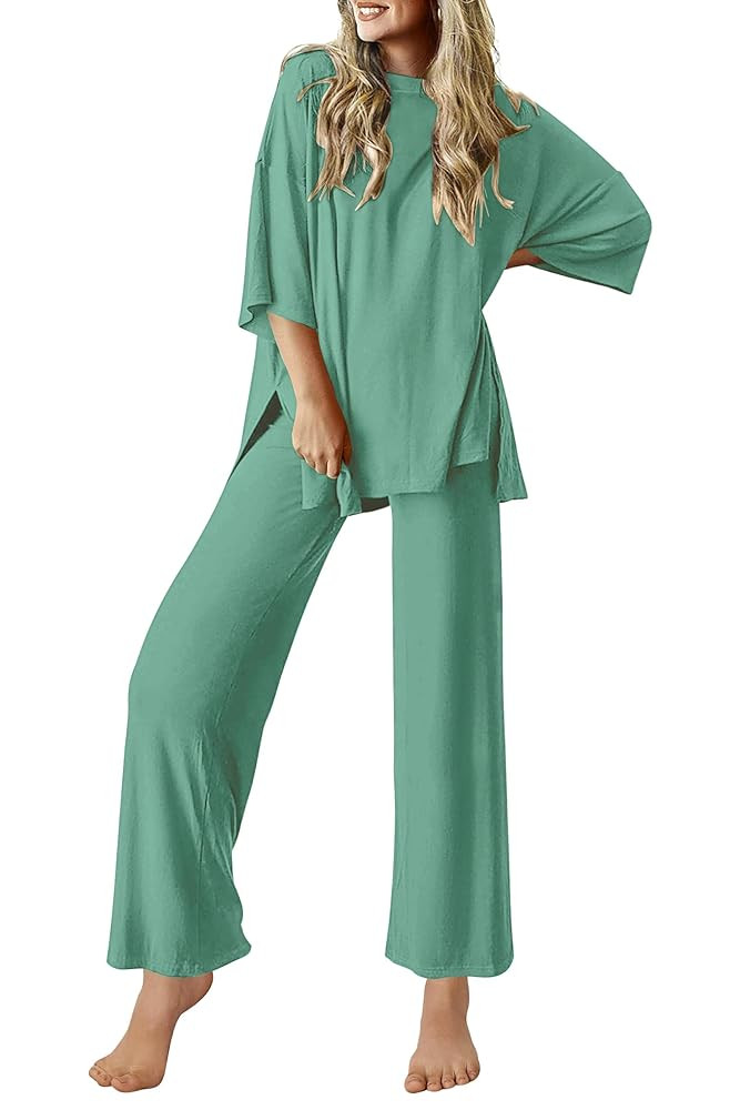 Ekouaer Lounge Sets for Women Short Sleeve Tops and Long Pants Soft Comfy Pajamas Set 2 Piece Out... | Amazon (US)