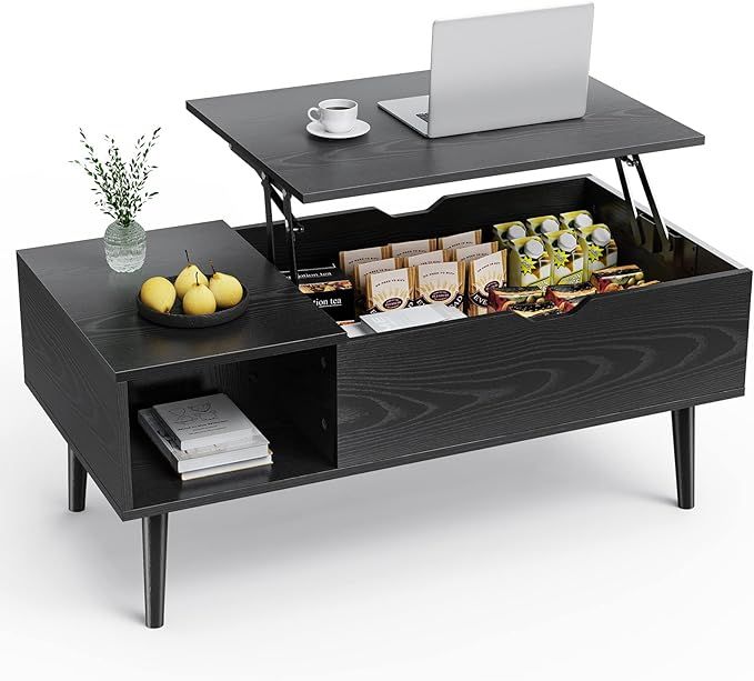 Sweetcrispy Living Room Coffee Table, Black | Amazon (US)