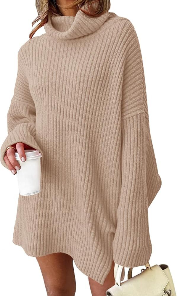 LILLUSORY Womens Turtleneck Oversized Long Batwing Sleeve Fall Sweater 2023 Plus Size Tunic Pullo... | Amazon (US)