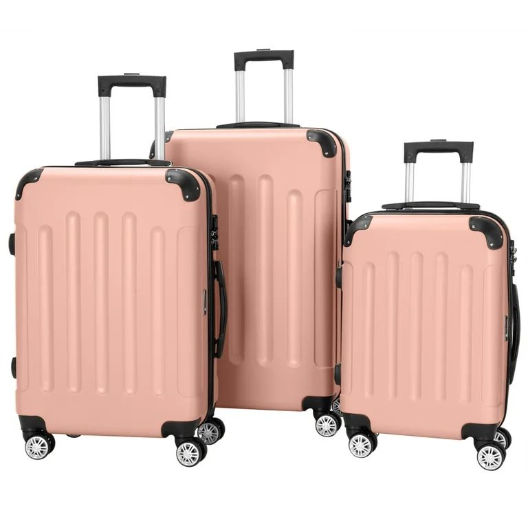 Zimtown 3Pcs 20/24/28" Luggage Set Travel Bag TSA Lock Trolley Carry On Suitcase Rose Gold | Walmart (US)