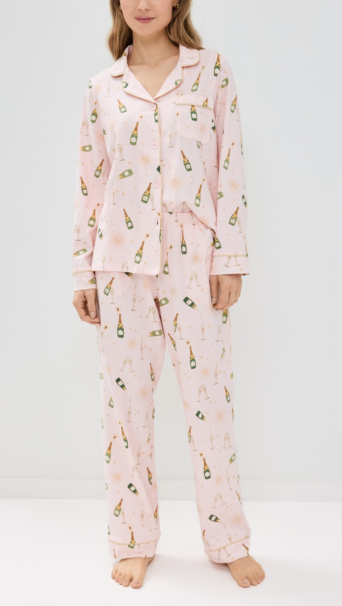 Cotton Knit Long Sleeve Long Pajama Set | Shopbop