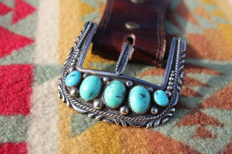 Signed Artist J.tom Buckle Set 12 Cluster Turquoise Stones, Sterling Silver Western, Southwest Be... | Etsy (US)