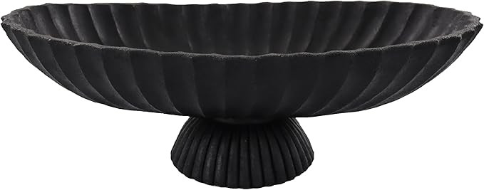 14.5" Large Decorative Long Bowl - Black Fluted Scalloped Decorative Bowls for Home Decor - Ruffl... | Amazon (US)