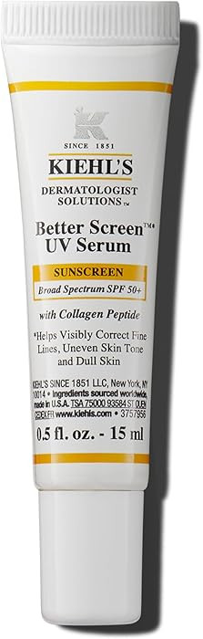 Kiehl's Better Screen UV Serum SPF 50+, Invisible Facial Sunscreen with Collagen Peptide, UV Filt... | Amazon (US)