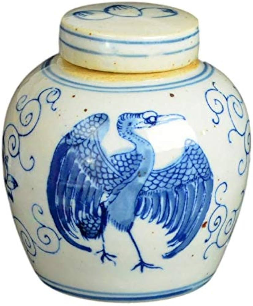 Festcool Antique Style Blue and White Porcelain Ceramic Covered Jar Vase, China Ming Style, Jingd... | Amazon (US)