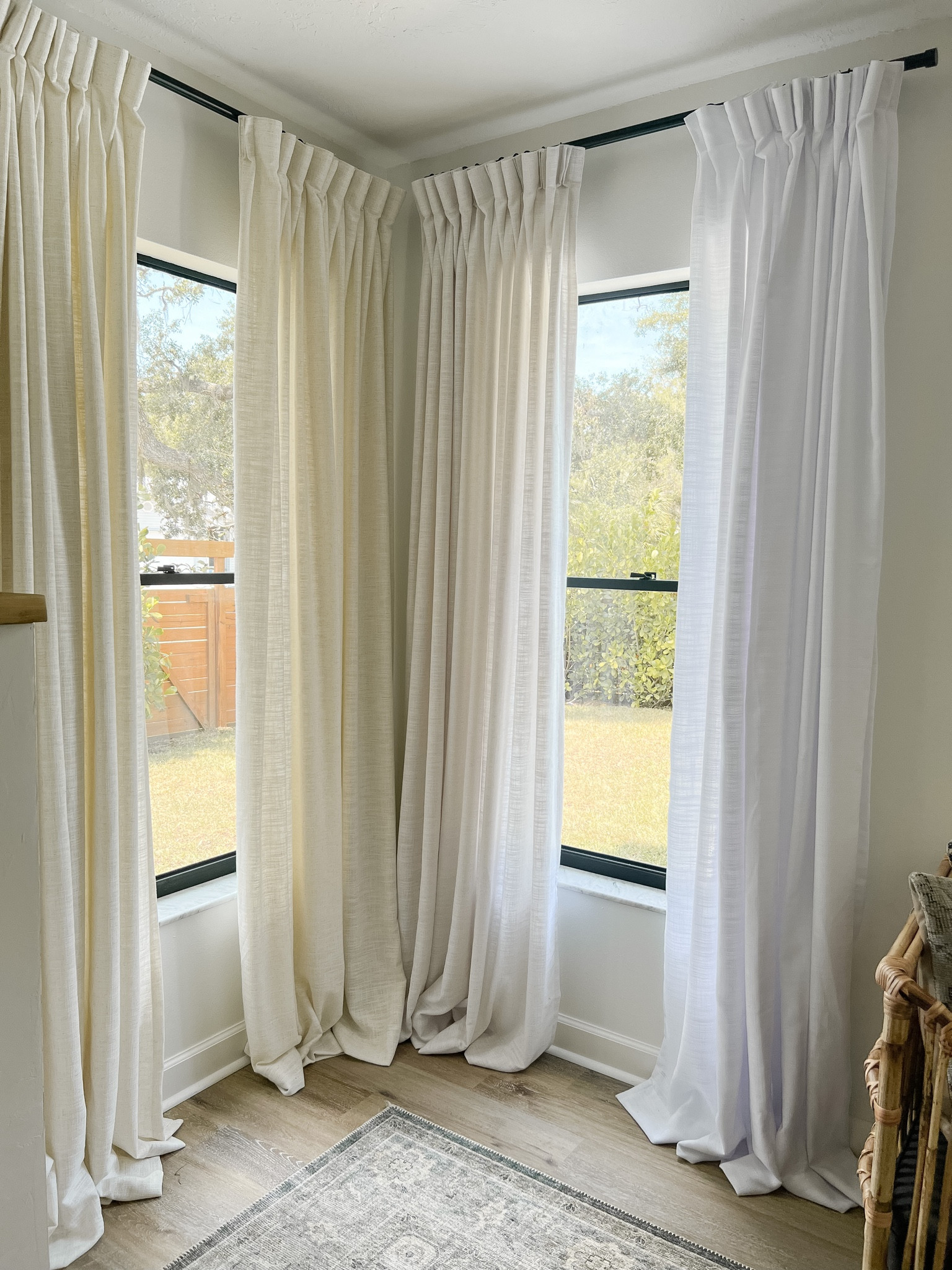 Linen pinch pleat drapes, amazon drapes. 
Left two: ivory white 
Center: beige white
Right: Snow White 

#LTKFind #LTKhome #LTKstyletip