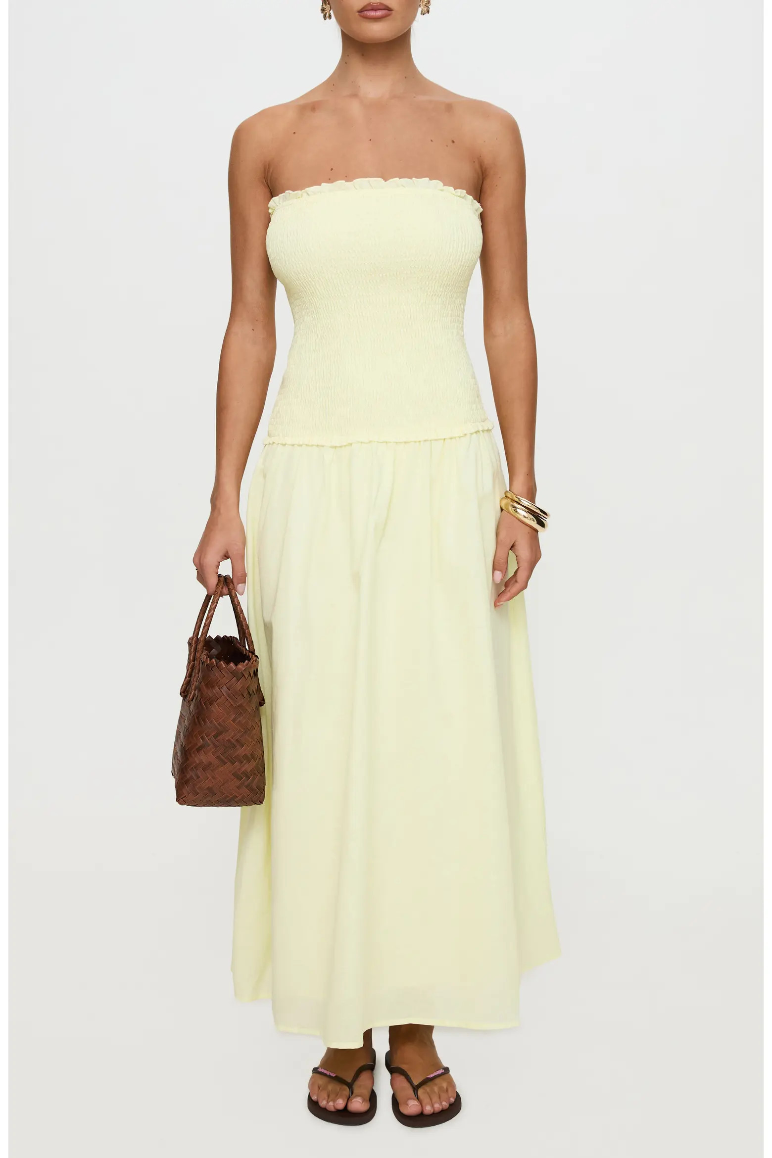 Tinsie Strapless Smocked Cotton & Linen Maxi Dress (Women) | Nordstrom | Nordstrom