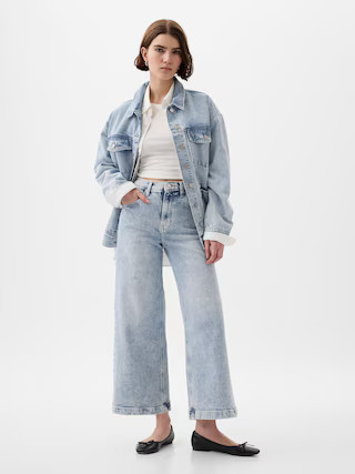High Rise Stride Wide-Leg Ankle Jeans | Gap (CA)