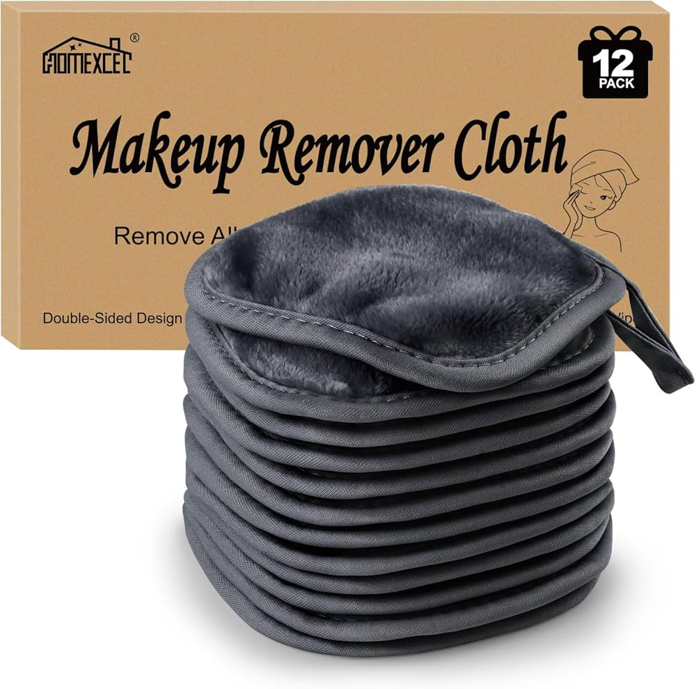 HOMEXCEL Makeup Remover Cloth 12 Count (Pack of 1), Reusable Makeup Remover Pads, Washable Ultra ... | Amazon (US)