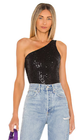 Remi One Shoulder Bodysuit in Black Sequin | Revolve Clothing (Global)