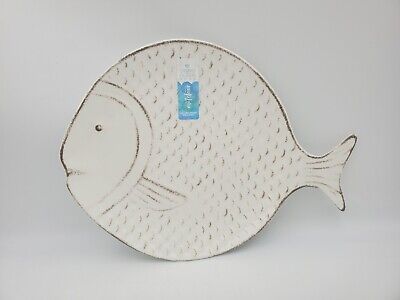 Sigrid Olsen Melamine Nautical Fish Outdoor Tan White Platter Tray Plate  | eBay | eBay US