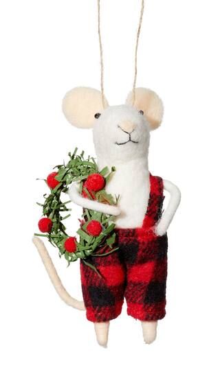 CANVAS Countryside Christmas Mouse with Wreath Ornament, 5-in#151-9347-2 | Canadian Tire