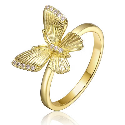 Guili Teens' 14k Gold-Plated Butterfly Textured Ring - Stylish and Elegant | Target