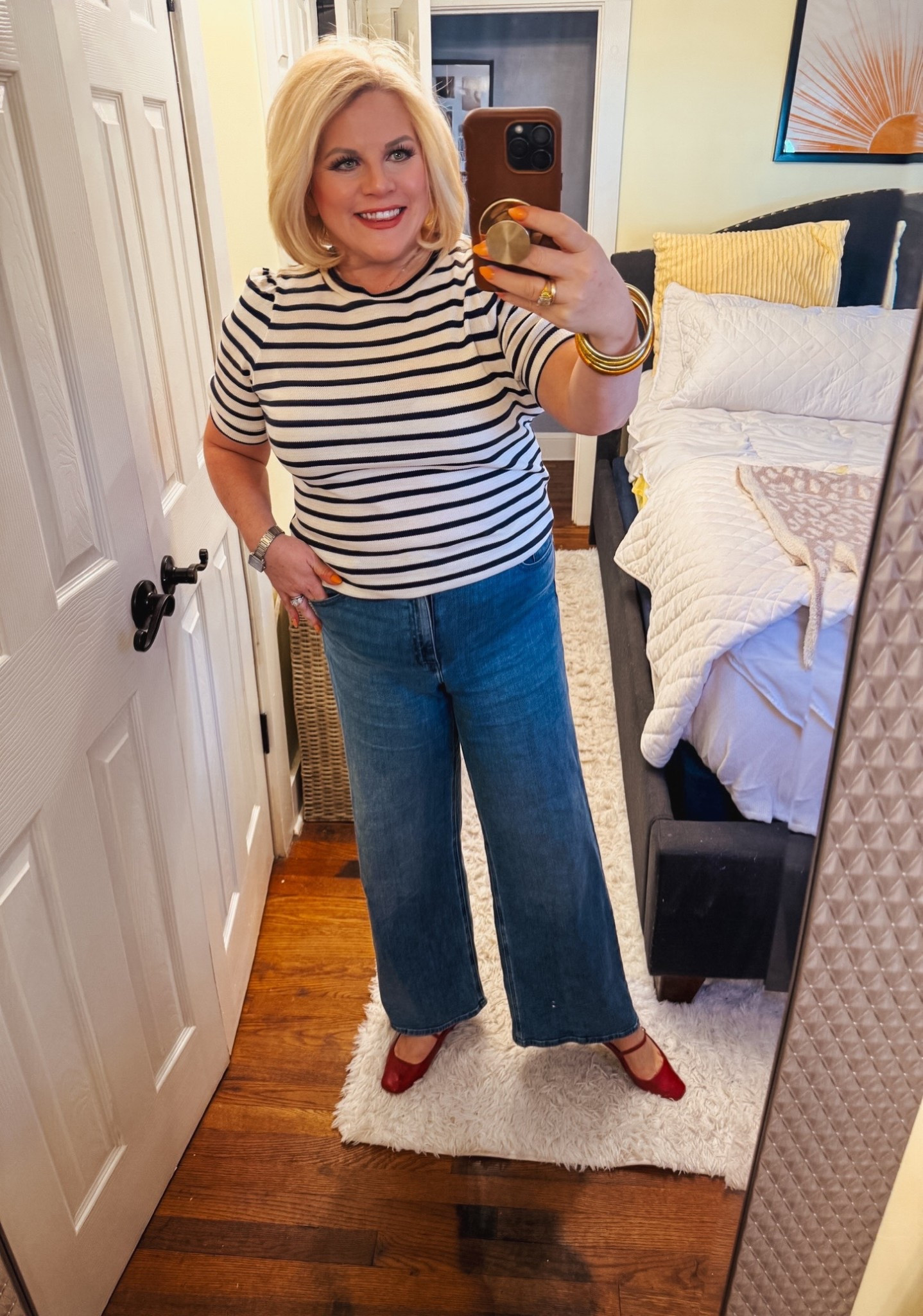 Casual Friday fits!
These jeans have become the pair that I reach for most often.
They are from Quince. They look and feel like jeans that cost over $200.
However, these are no where near that much!

Jeans, Maryjane's, flats, stripped top, spring outfits

#LTKSeasonal #LTKootd #LTKdayinmylife