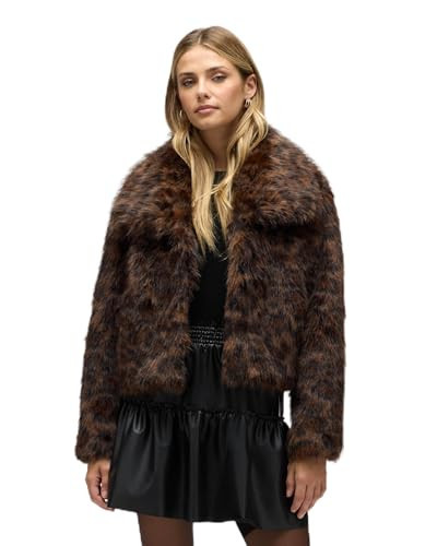 NVLT Women’s Luxious Cropped Faux Fox Fur Jacket Leopard | Amazon (US)