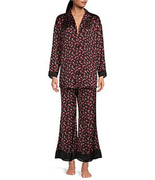Free People Dreamy Days Floral Print Lightweight Satin Oversized Pajama Set - M | Dillard's