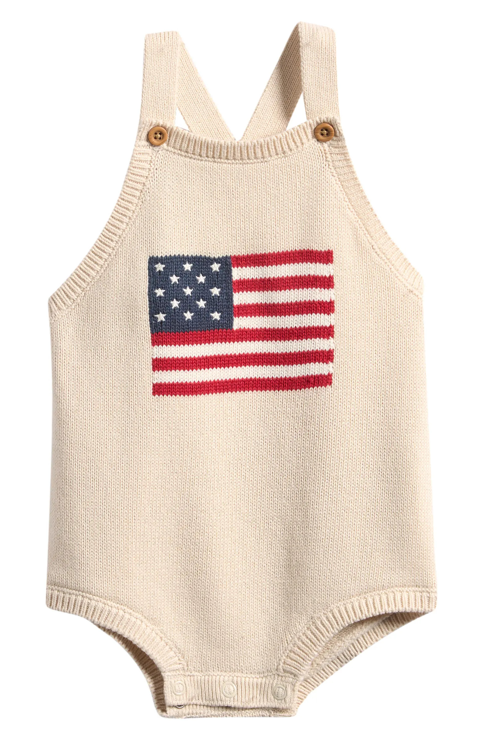Little Planet Flag Jacquard Organic Cotton Knit Bubble Romper | Nordstrom | Nordstrom