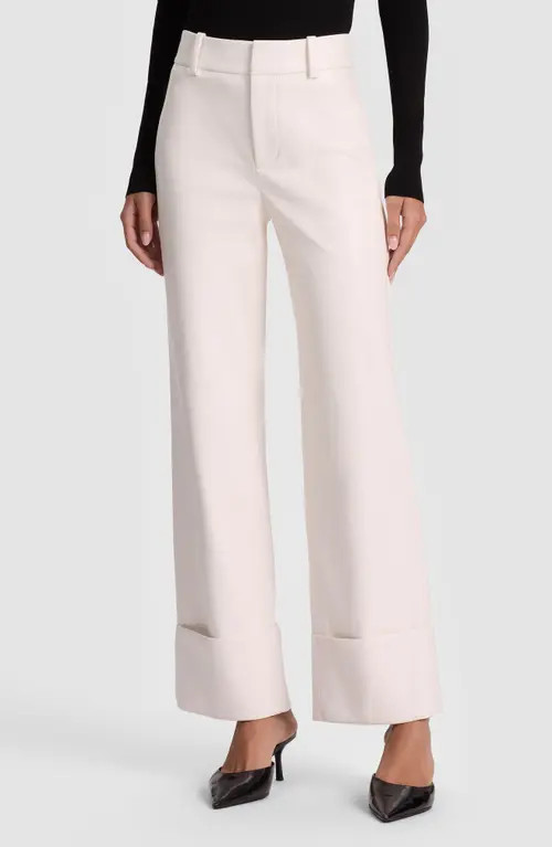 Alice + Olivia Alexander High Waist Faux Leather Pants in Off White at Nordstrom, Size 6 | Nordstrom